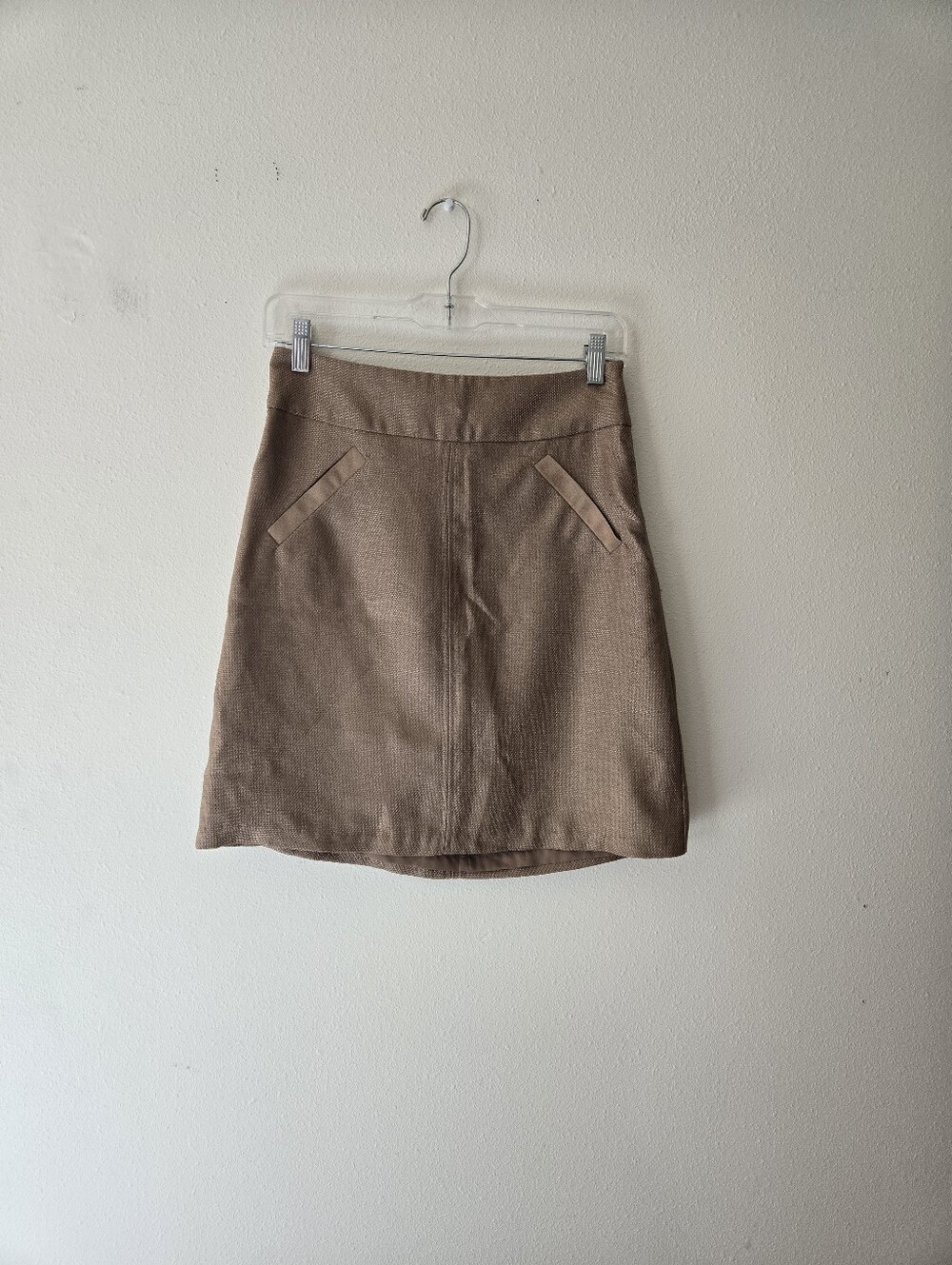 The Limited Tan Mini Skirt with Front Pocket Details
